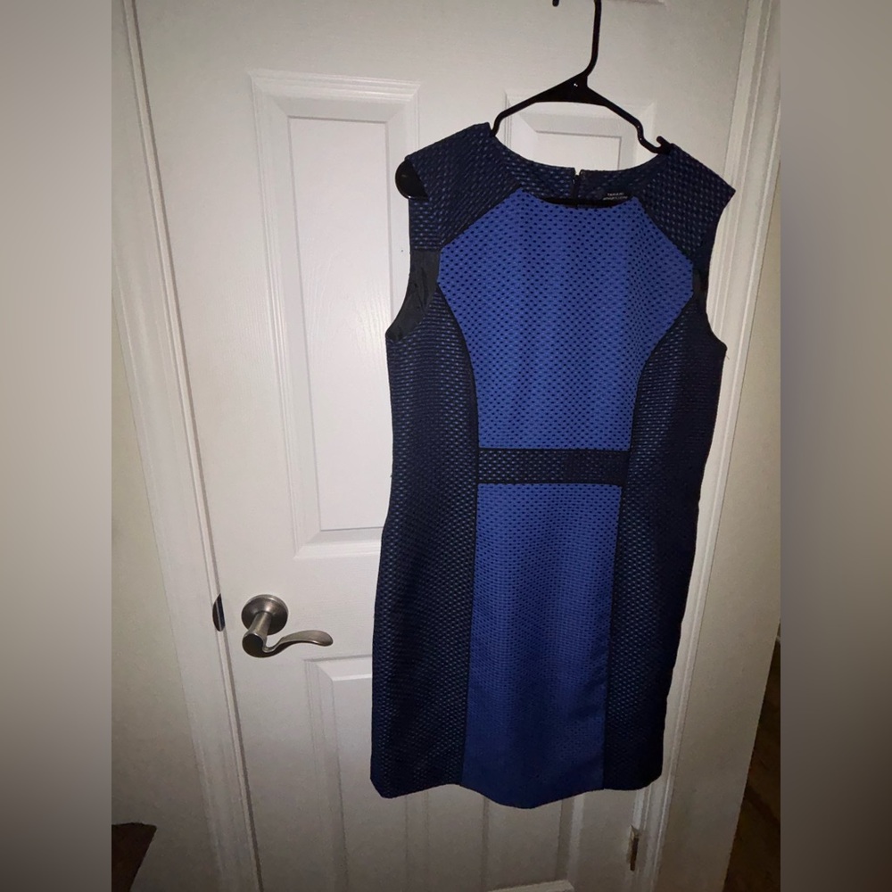 Tahari Arthur Levine lined blue/black size 14 dress